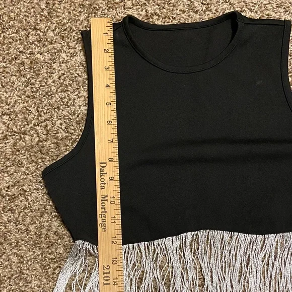 SHEIN (M) Black Tank Top with Silver Fringe - Picture 6 of 6